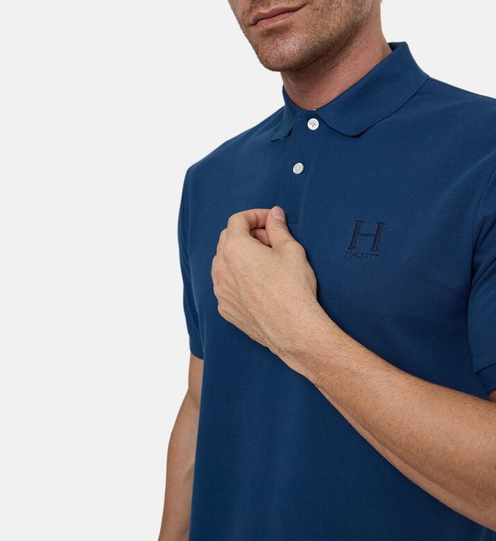 Hackett London Button Placket Short-sleeve Polo Shirt, Dark-blue, S, Model View Hackett London Button Placket Short-sleeve Polo Shirt, Dark-blue, S, Model View