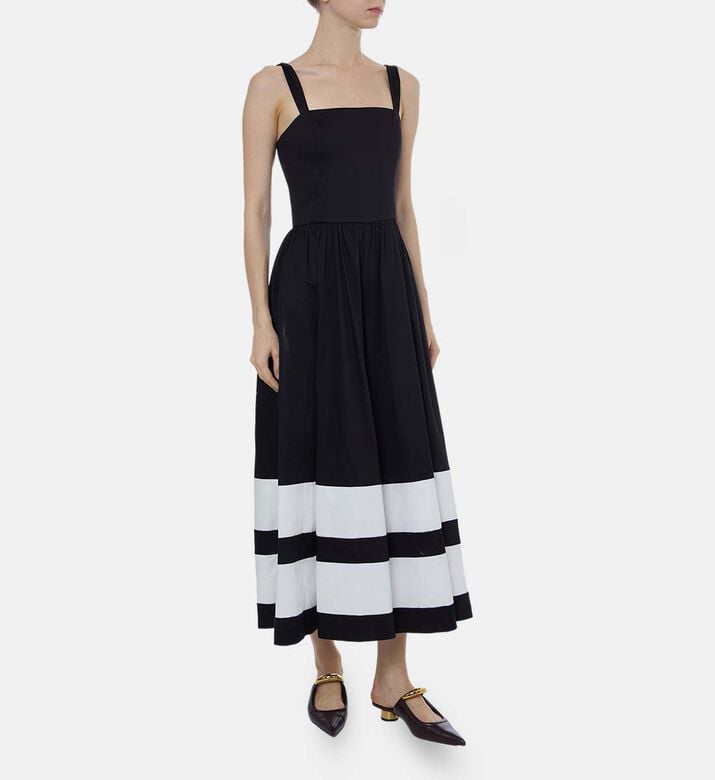 Striped Wide Straps Midi Dress