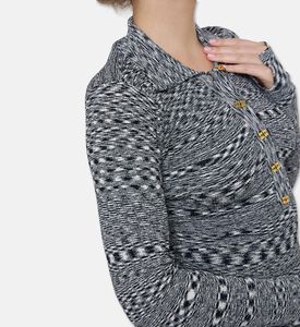 Ganni Knit Stripe-print Long-sleeve Polo Shirt, Model View