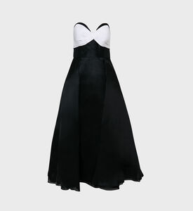 Silk Two-tone Strapless Midi Gown