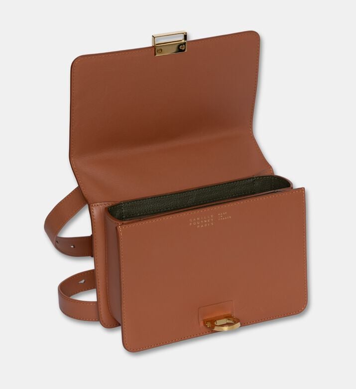 Camille Fournet Signature Calf Leather Pleated Shoulder Bag, Brown, Packshot View