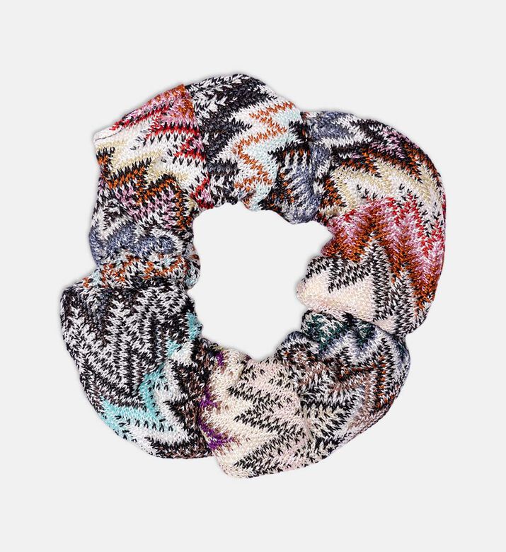 Multicolored Zigzag Knitted Hair Scrunchie