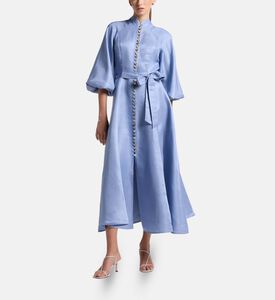 Carter and White Nadi Bishop Sleeves Waist-tie Dress, Model View