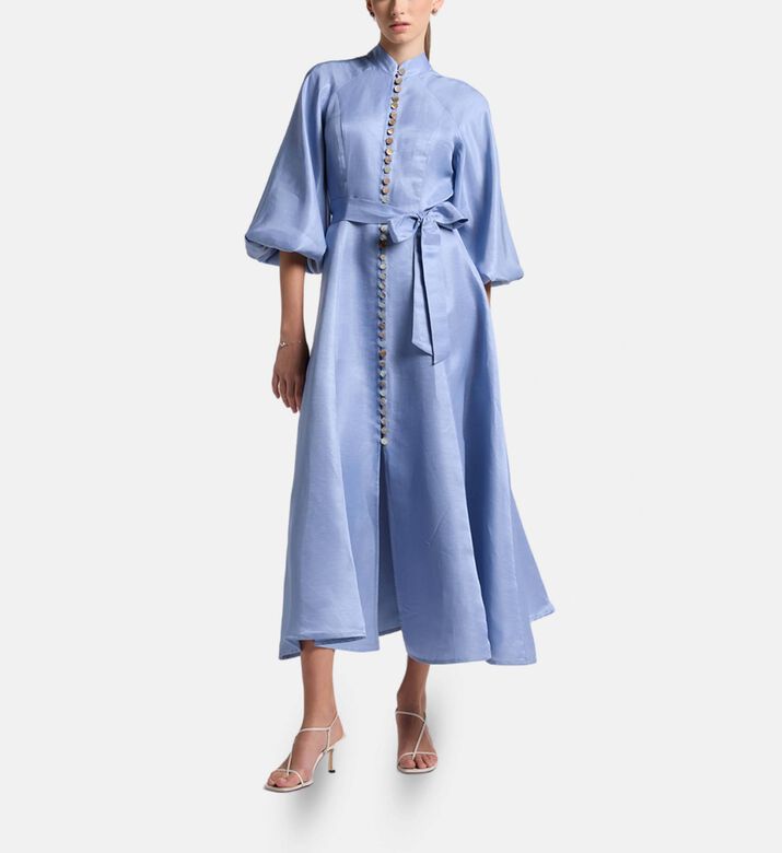 Carter and White Nadi Bishop Sleeves Waist-tie Dress, Model View