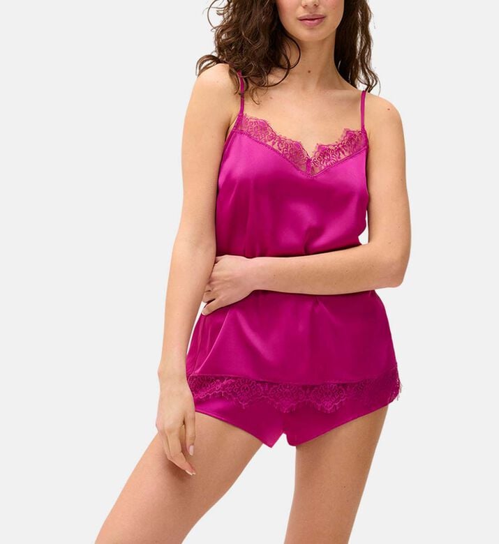 Satin Lace-trimmed Neckline Camisole Satin Lace-trimmed Neckline Camisole