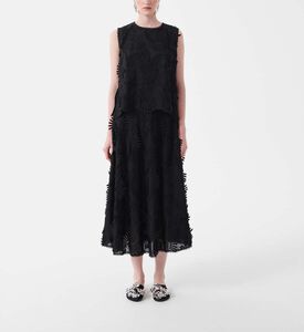 Cotton Embossed Flowers Flared Skirt