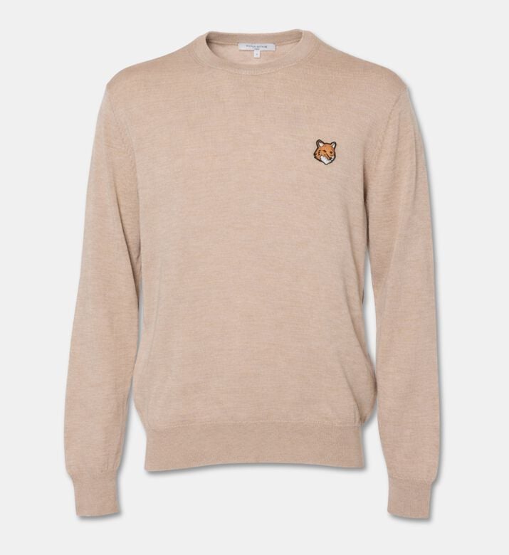 Maison Kitsune Embroidered Patch Ribbed Knit Sweater, Packshot View