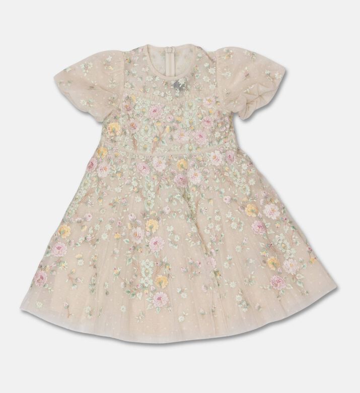 Needle & Thread Dress Garden Puff, Cream, 6y, Packshot View