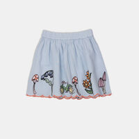 Embroidered Graphic Design Elastic Waist Skirt