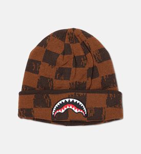 Sprayground Checkerboard Pattern Shark Beanie, Brown, Packshot View