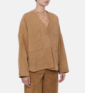 Forte-Forte Suede Leather Long-sleeve Kimono, Model View