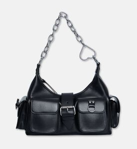 The Kooples Amelia Leather Silver-tone Chain Strap Hobo Bag, Packshot View