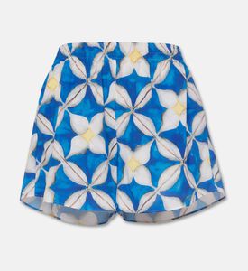Karla Vivian Mediterranean Tile-print Wide-leg Shorts, Packshot View
