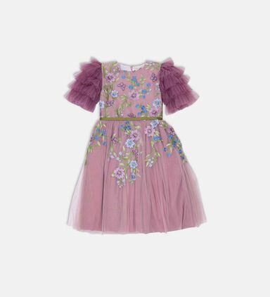 Tulle Floral Embroidered Dress