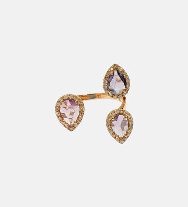 Sapphire Stone Diamond Gold Ring