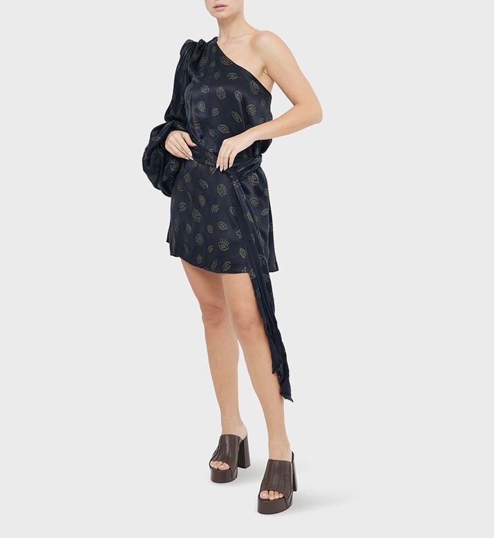 Eye One-balloon Sleeve Mini Dress Eye One-balloon Sleeve Mini Dress