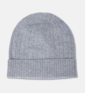 Galeries Lafayette Cable-knit Turn-up Beanie Hat, Light-grey, Fs, Packshot View