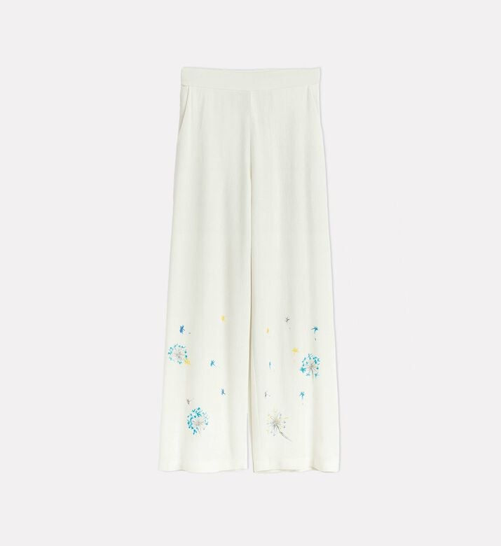 Angelina Linen Flower-print Wide-leg Pants, Packshot View