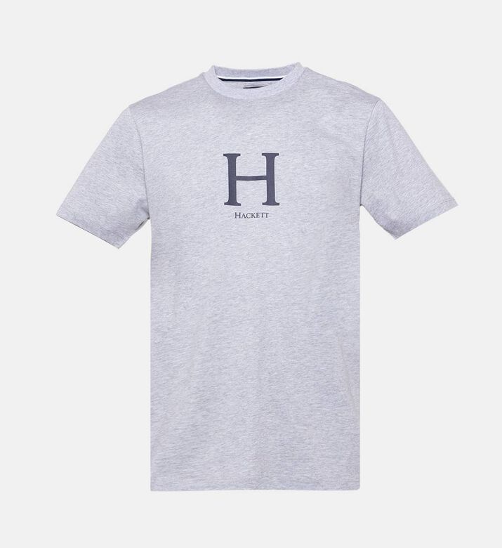 Hackett London Logo-detail Ribbed Short-sleeve T-shirt, Light-grey, S, Packshot View