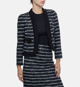 Edward Achour Paris Striped Tweed Knit Jacket, Model View