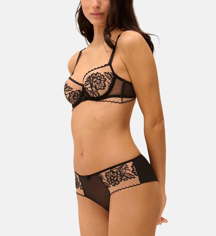 Low-rise Semi-sheer Embroidered Boyshorts