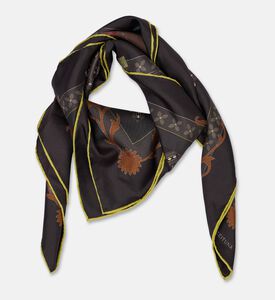 The Zeituna Sacred Hour Silk Brown Tapestry Square Scarf, Packshot View