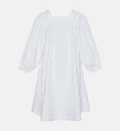 Fami Puffed Sleeve Square-neck Midi Dress