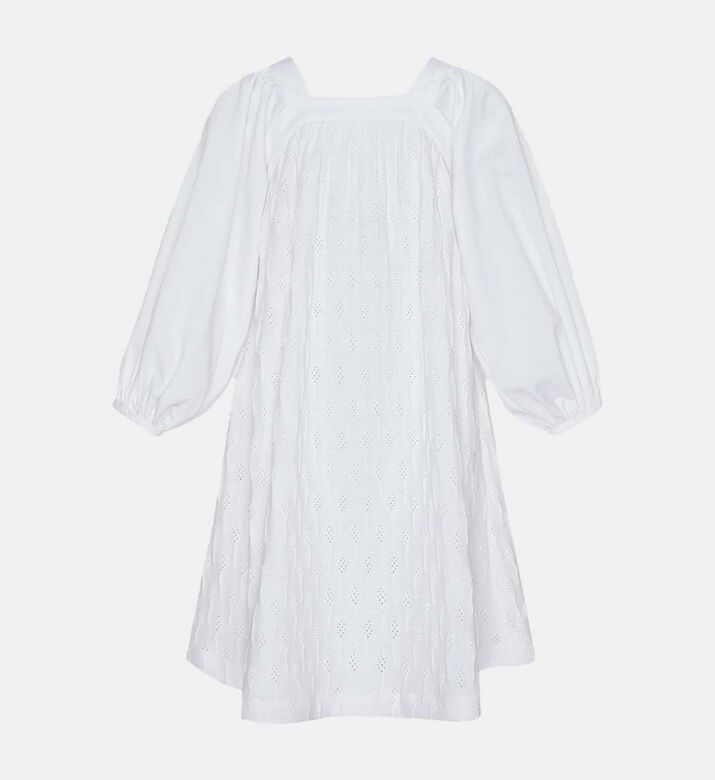 Fami Puffed Sleeve Square-neck Midi Dress