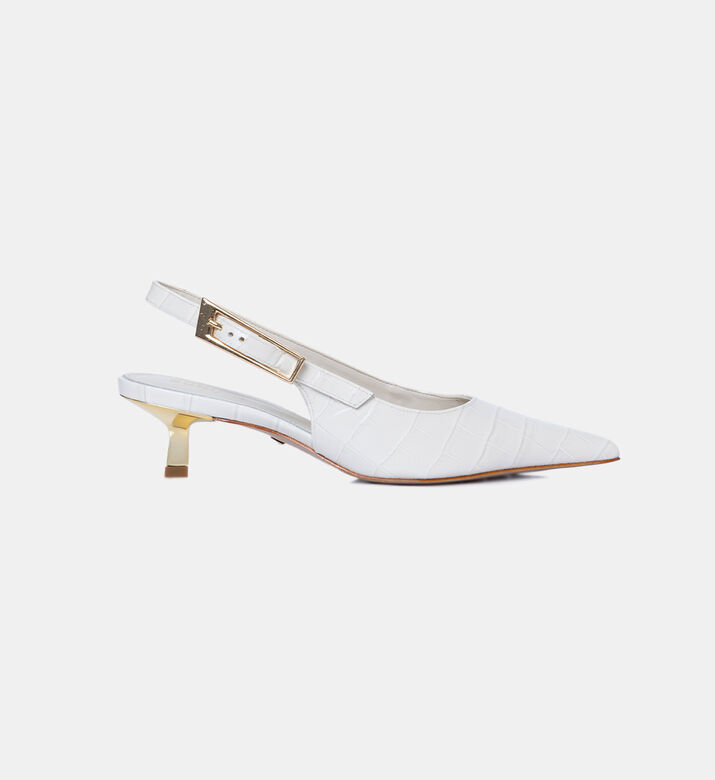 Crocodile-embossed Slingback Pumps