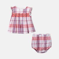 Check Smocked Two-piece Set