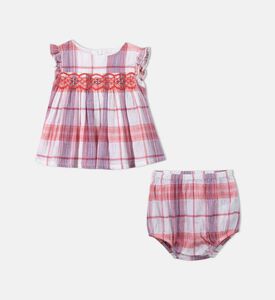 طقم قطعتين مكشكش بنقشة مربعات