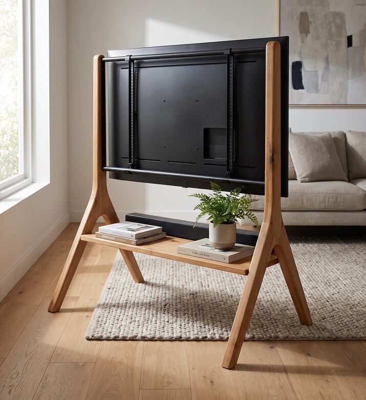 Home Deco and More Davis Wood Lacquered-finish Tv Stand, Oak, Packshot View