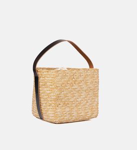 سلة قش بأحزمة جلد