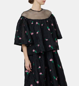 Tulip Print Mesh Top