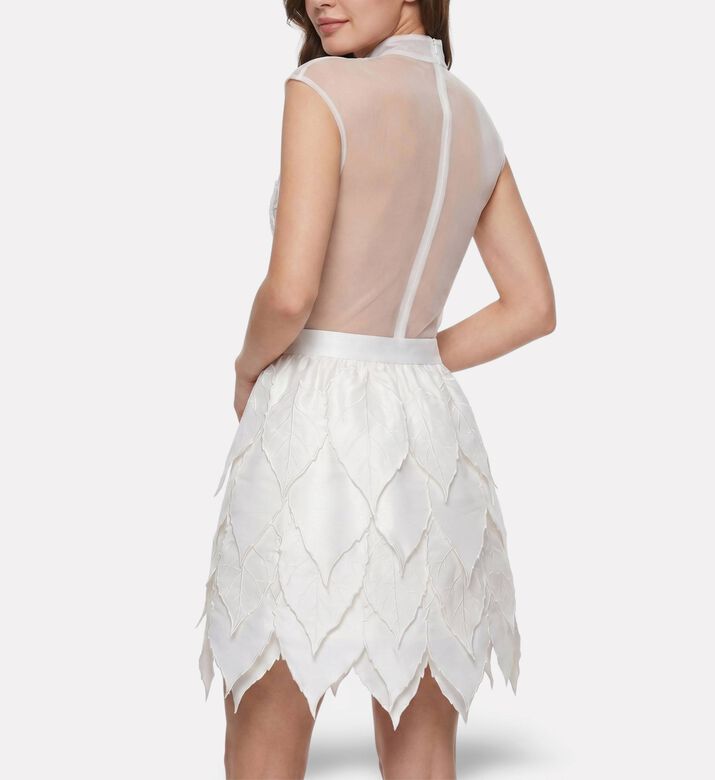 Savanna Beads Embellished High Neck Sleeveless Bodysuit, White, Xl, Model View