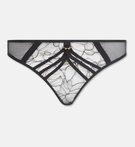 Chantelle Sheer Floral Lace Tanga Thong, Black, L, Packshot View