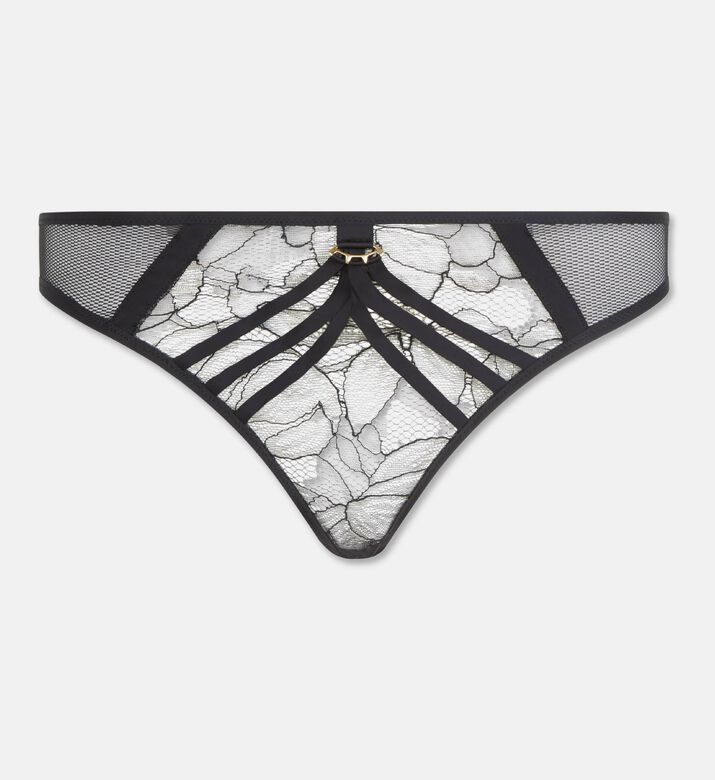 Chantelle Sheer Floral Lace Tanga Thong, Black, L, Packshot View