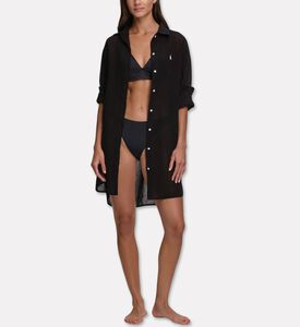 Polo by Ralph Lauren Boyfriend Cover-up Shirt Dress, Blue, L, Model View