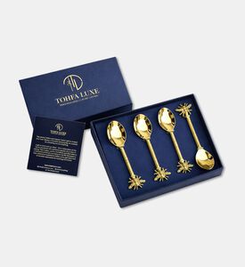 Tohfa Luxe Bee Brass 4-piece Dessert Spoon Set, Packshot View