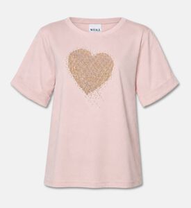 Weill Heart-motif Short-sleeve T-shirt, Light-pink, Xl, Packshot View