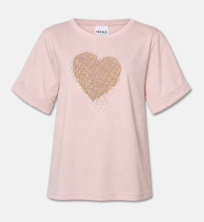 Weill Heart-motif Short-sleeve T-shirt, Light-pink, Xl, Packshot View