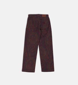 Knit Paisley-print Denim Pants