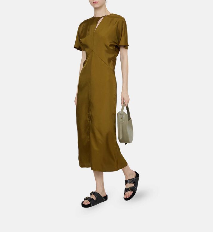 Ella Draped Bronze Twill Dress