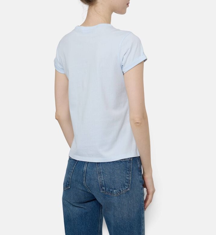 Maison Labiche Classic Heart Logo Cuffed T-shirt, Blue, L, Model View