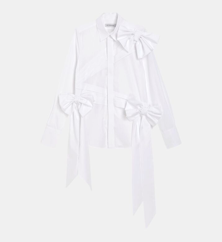 Drape Bow-applique Shirt