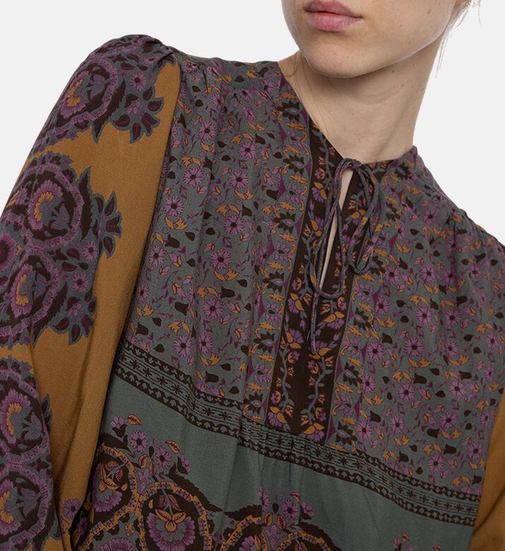 Ba and Sh All-over Print Long-sleeve Blouse, Model View Ba and Sh All-over Print Long-sleeve Blouse, Model View