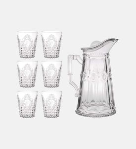 طقم كؤوس ماء ستة قطع وإبريق باروك صخري