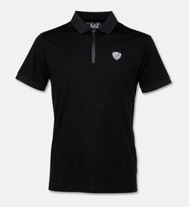 EA7 Zippered Collar Logo Polo Shirt, Black, Xl, Packshot View