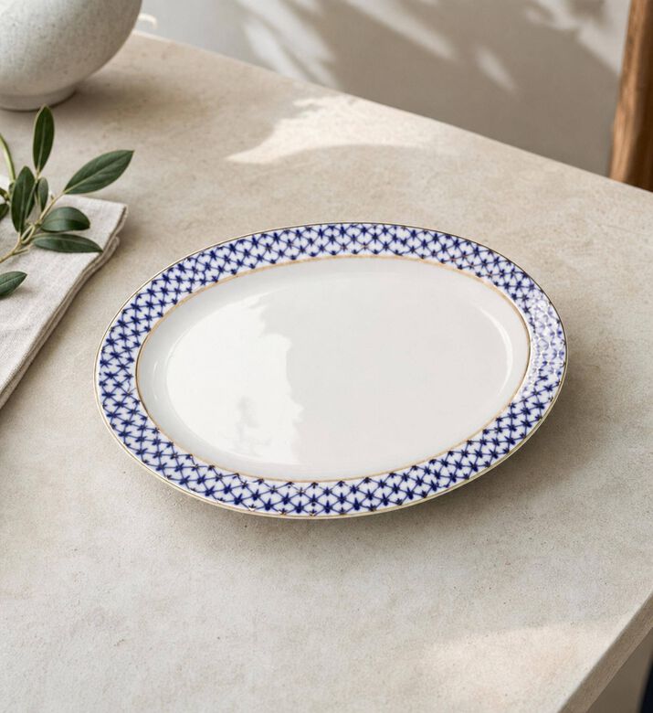 Imperial Cobalt Net Youth Oval Dish, Model View