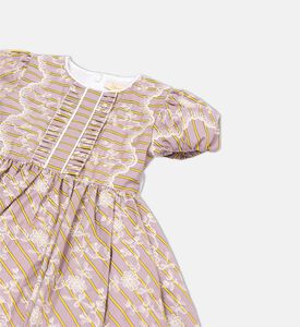 فستان واسع بأكمام منتفخة بتصميم أزهار